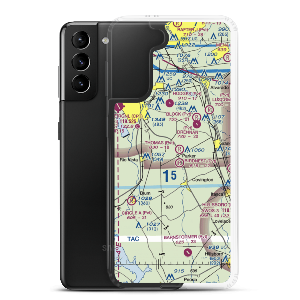 Cow Pasture Airport (TE16) VFR Sectional Samsung Case Samsung Galaxy S21 Plus model shown