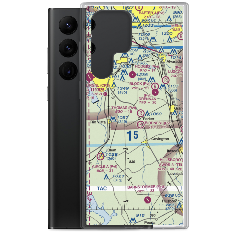 Cow Pasture Airport (TE16) VFR Sectional Samsung Case Samsung Galaxy S22 Ultra model shown