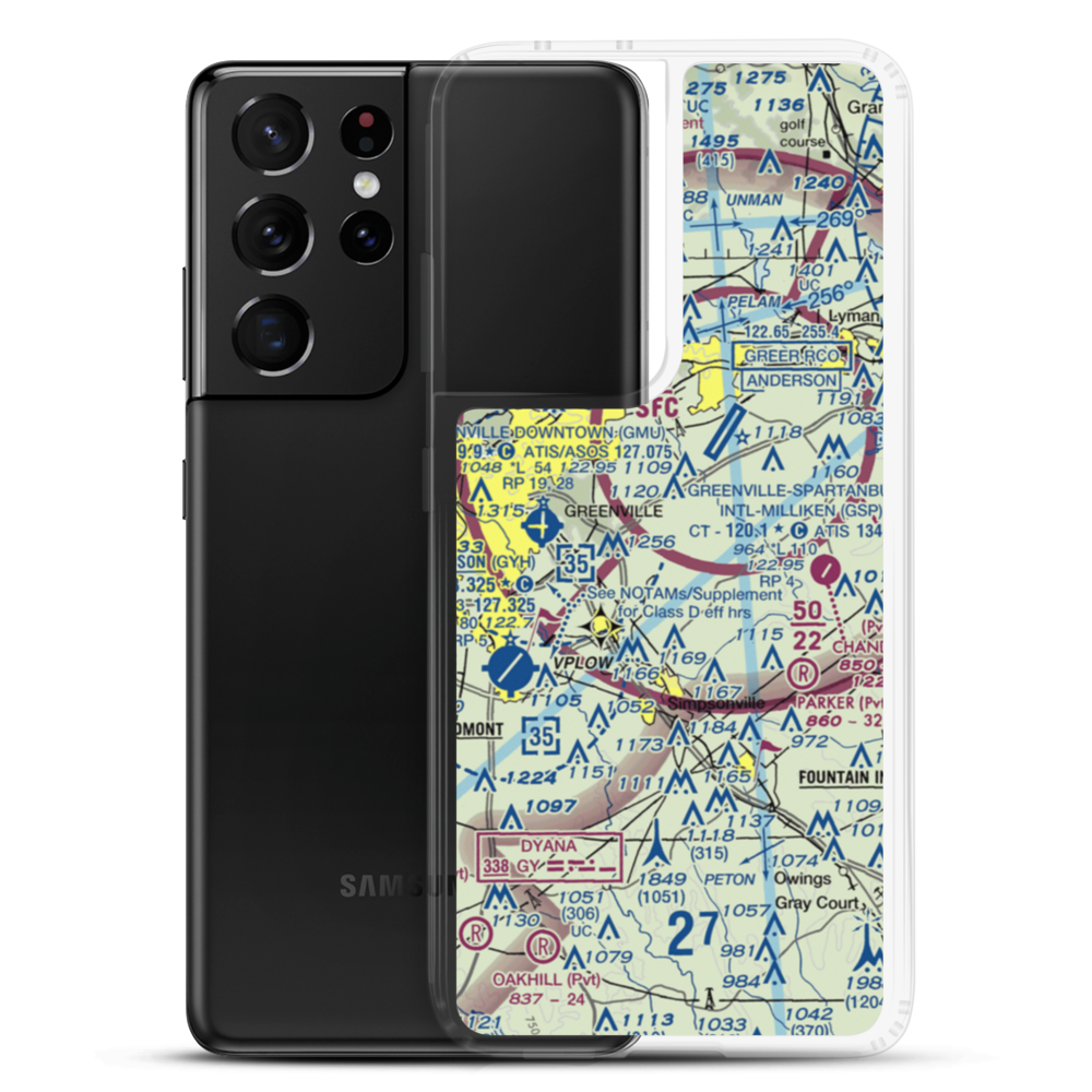 Cox Airport (SC33) VFR Sectional Samsung Case Samsung Galaxy S21 Ultra model shown