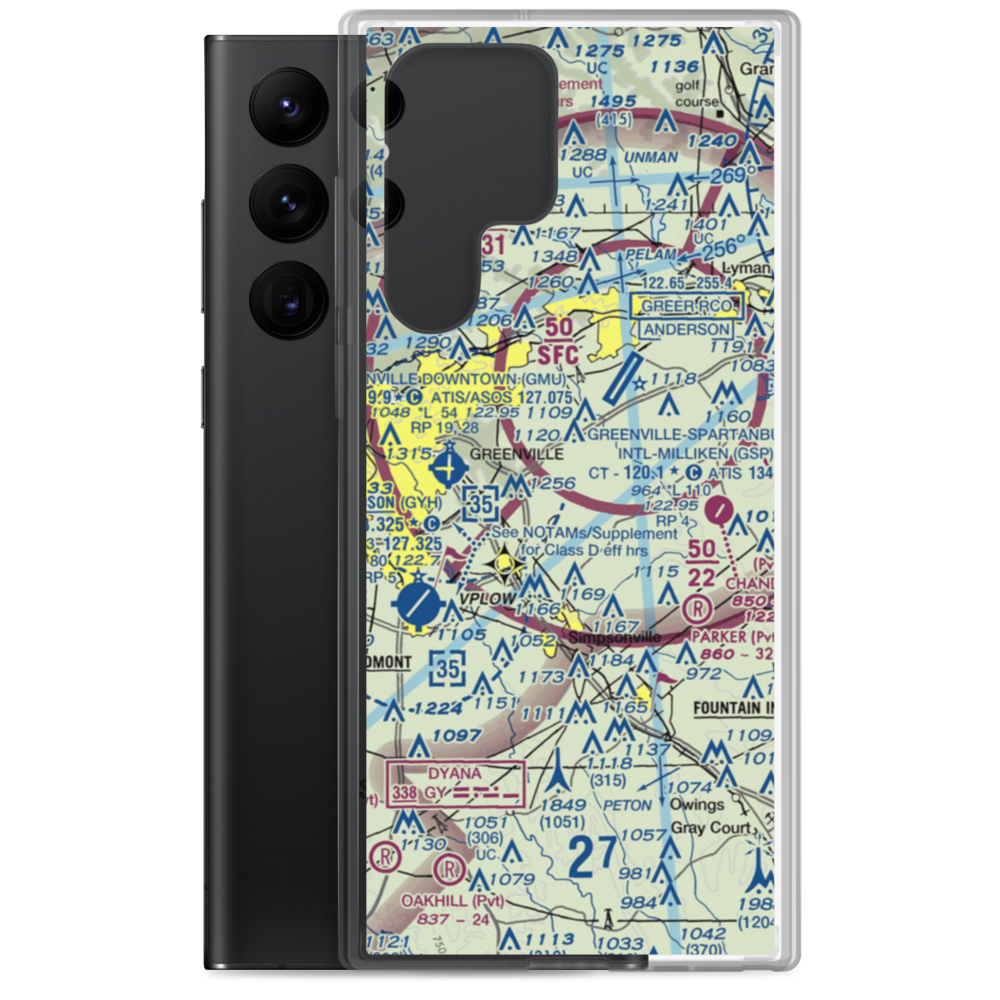 Cox Airport (SC33) VFR Sectional Samsung Case Samsung Galaxy S22 Ultra model shown
