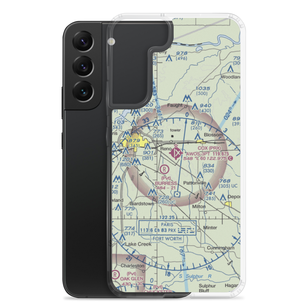 Cox Field (PRX) VFR Sectional Samsung Case Samsung Galaxy S22 Plus model shown