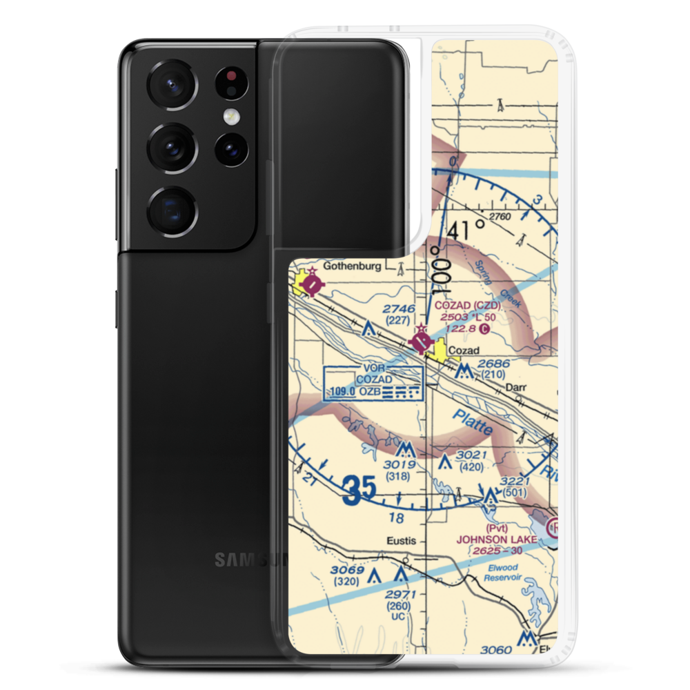 Cozad Municipal Airport (CZD) VFR Sectional Samsung Case Samsung Galaxy S21 Ultra model shown