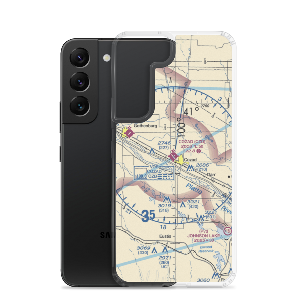 Cozad Municipal Airport (CZD) VFR Sectional Samsung Case Samsung Galaxy S22 model shown
