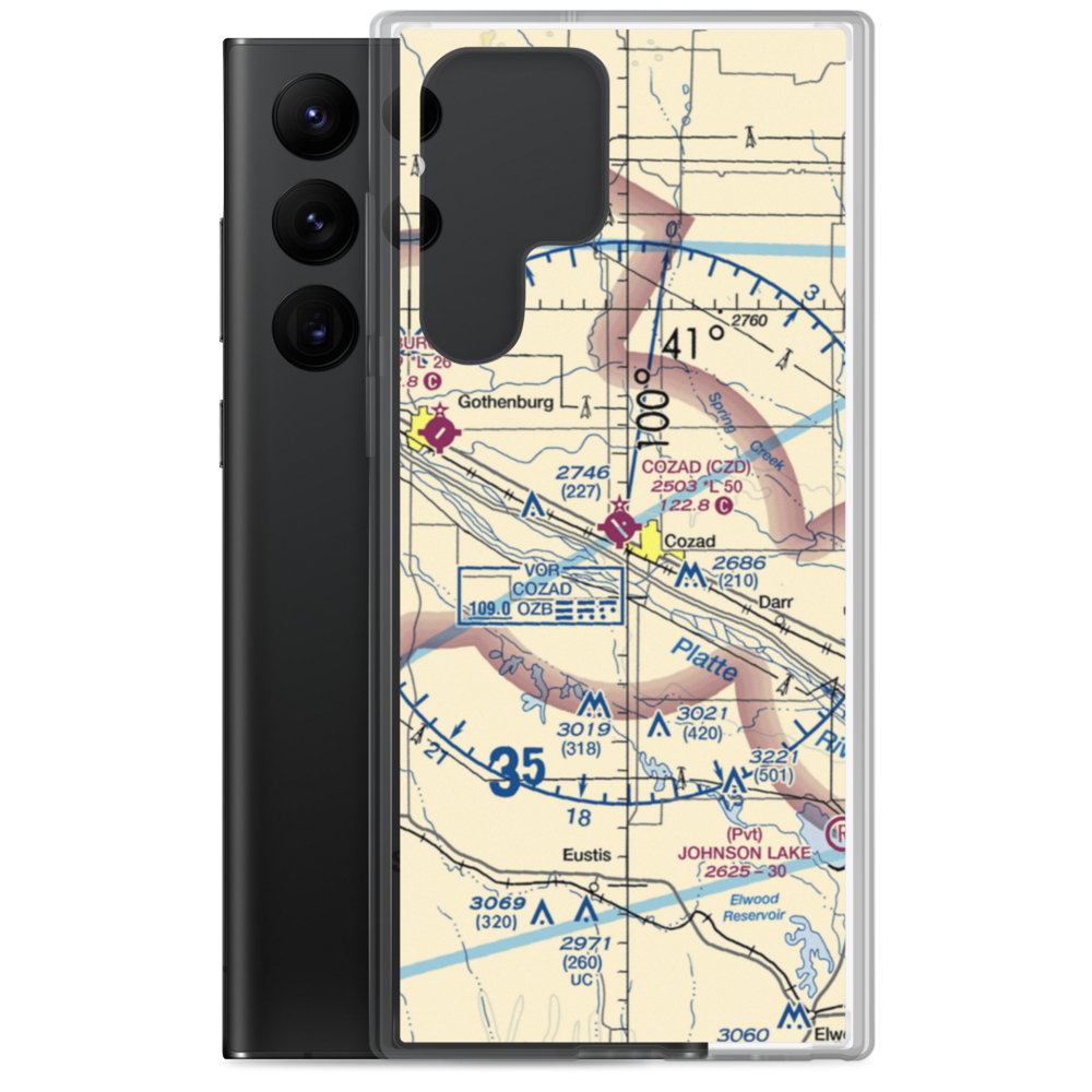 Cozad Municipal Airport (CZD) VFR Sectional Samsung Case Samsung Galaxy S22 Ultra model shown