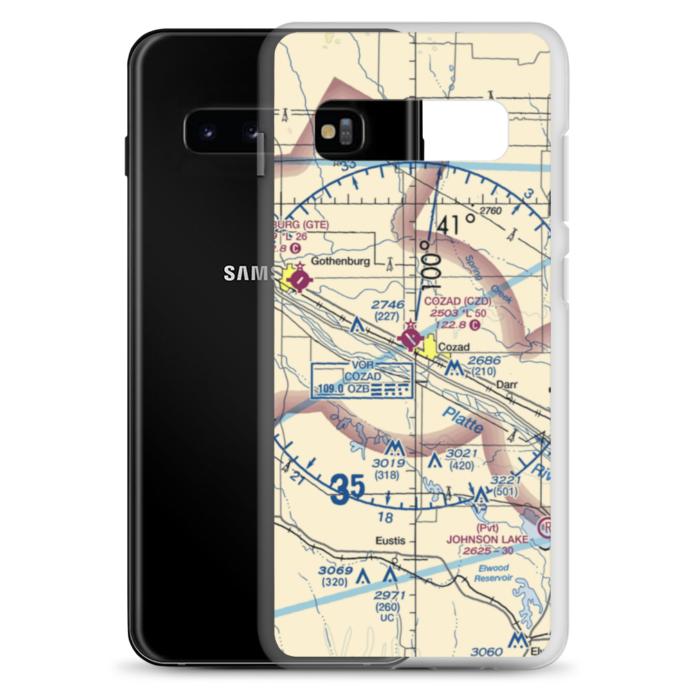 Cozad Municipal Airport (CZD) VFR Sectional Samsung Case Samsung Galaxy S10+ model shown