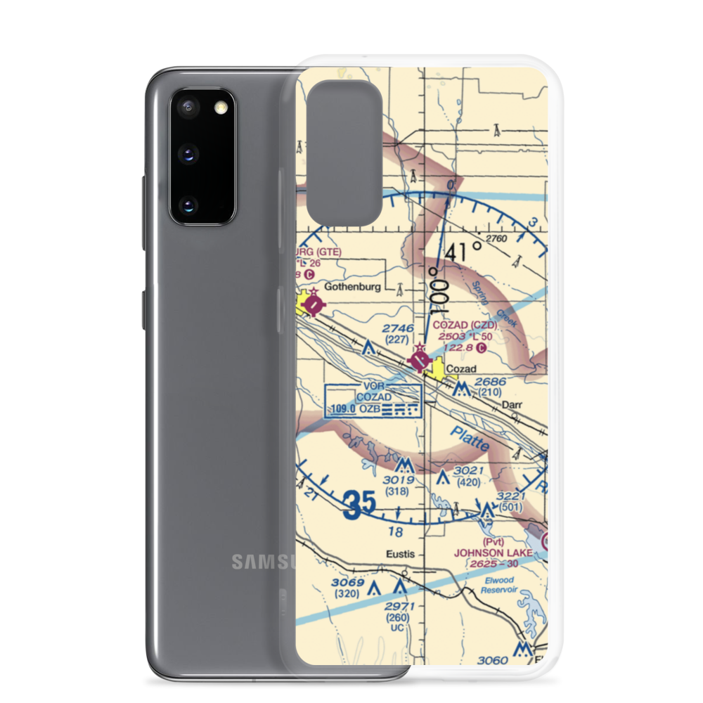 Cozad Municipal Airport (CZD) VFR Sectional Samsung Case Samsung Galaxy S20 model shown