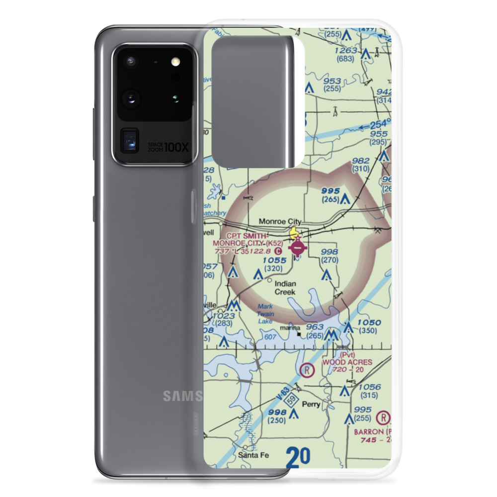 Cpt Ben Smith Airfield - Monroe City Airport (K52) VFR Sectional Samsung Case Samsung Galaxy S20 Ultra model shown