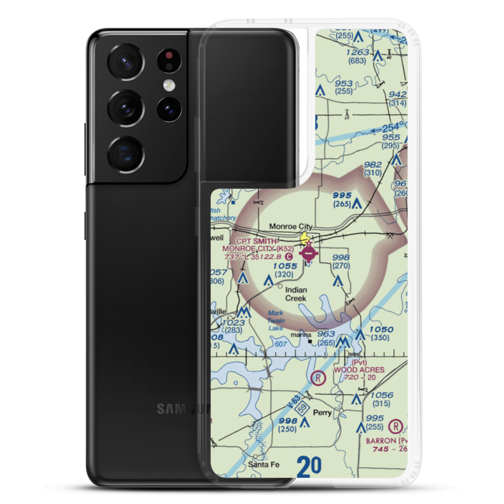 Cpt Ben Smith Airfield - Monroe City Airport (K52) VFR Sectional Samsung Case Samsung Galaxy S21 Ultra model shown