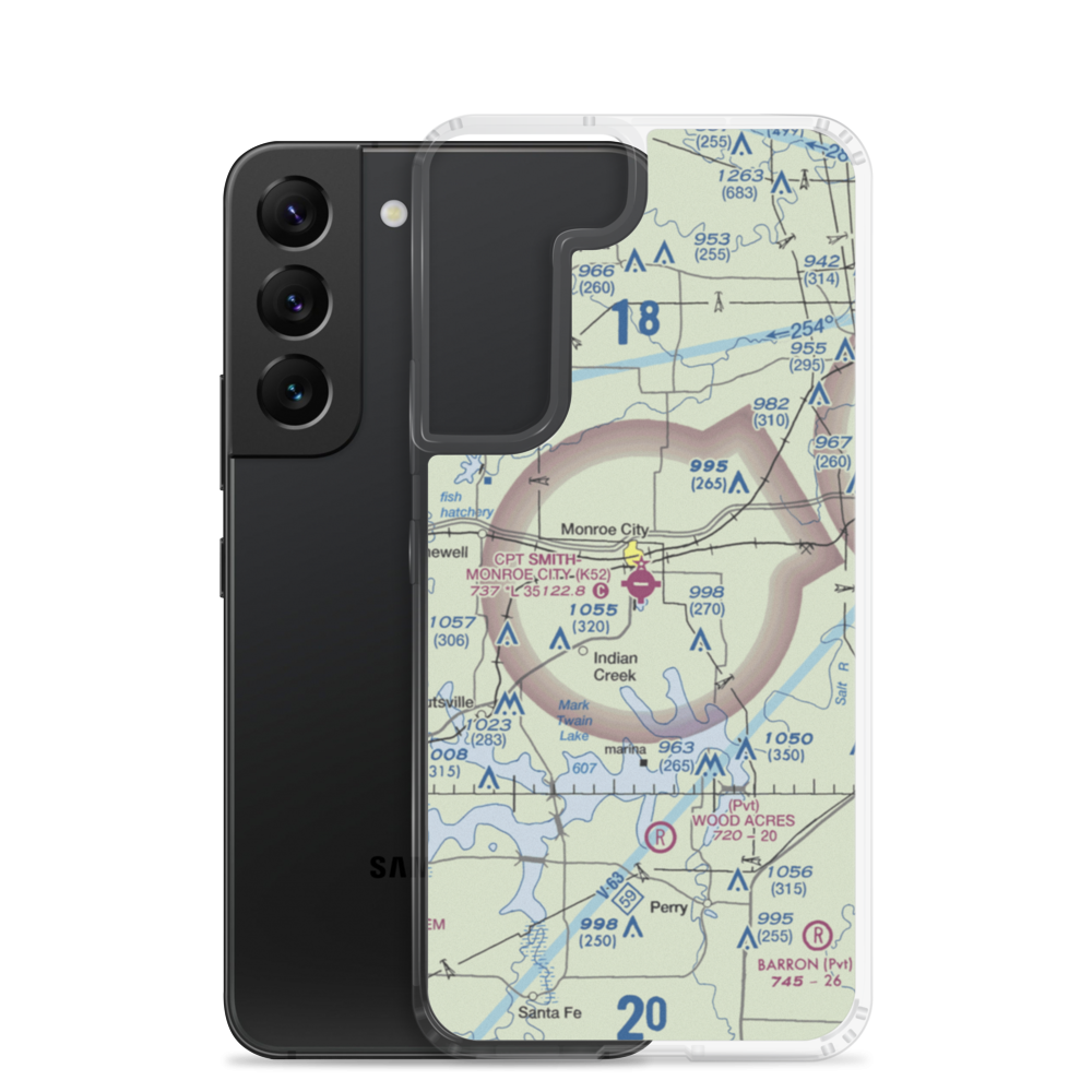 Cpt Ben Smith Airfield - Monroe City Airport (K52) VFR Sectional Samsung Case Samsung Galaxy S22 model shown