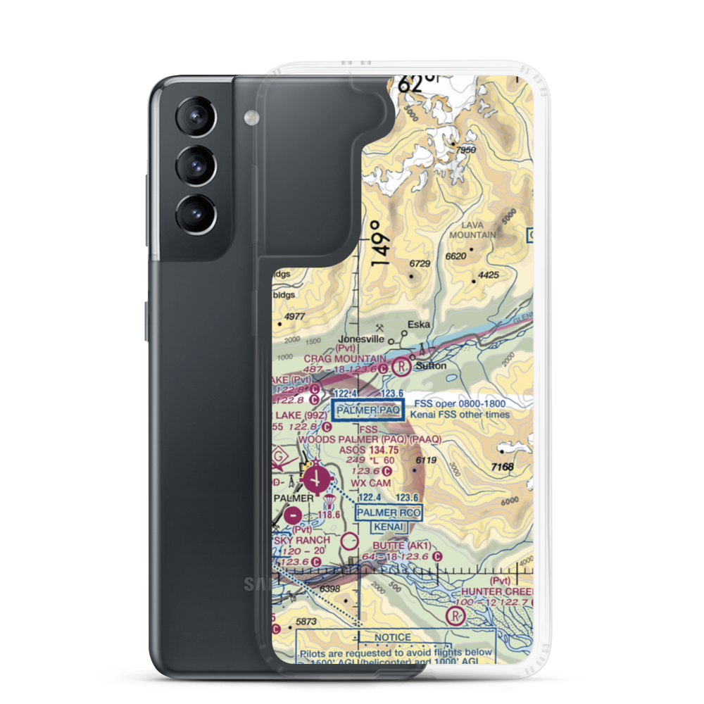 Crag Mountain Airport (52AK) VFR Sectional Samsung Case Samsung Galaxy S21 model shown