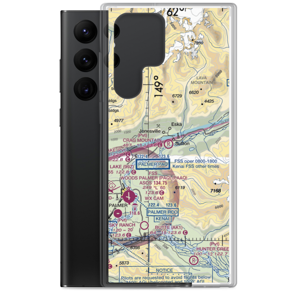 Crag Mountain Airport (52AK) VFR Sectional Samsung Case Samsung Galaxy S22 Ultra model shown