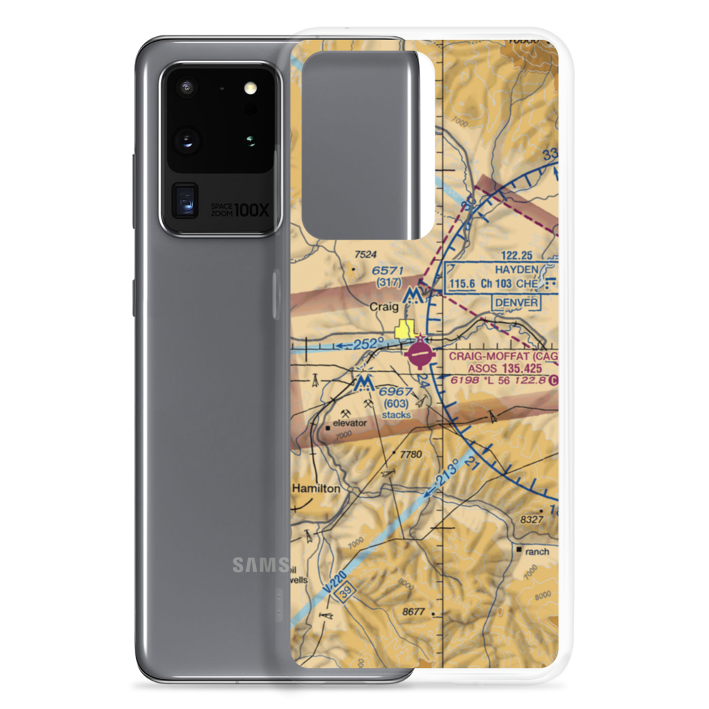 Craig Moffat Airport (CAG) VFR Sectional Samsung Case Samsung Galaxy S20 Ultra model shown