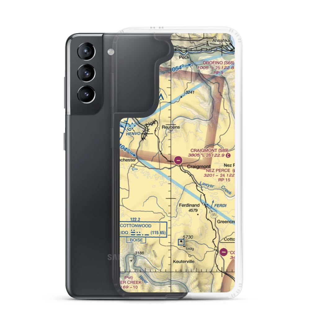 Craigmont Municipal Airport (S89) VFR Sectional Samsung Case Samsung Galaxy S21 model shown