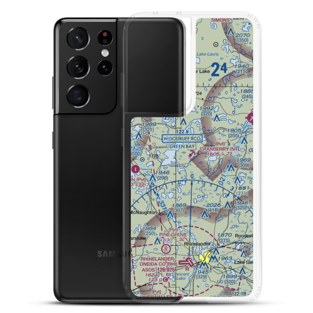 Cranberry International Seaplane Base (WN66) VFR Sectional Samsung Case Samsung Galaxy S21 Ultra model shown