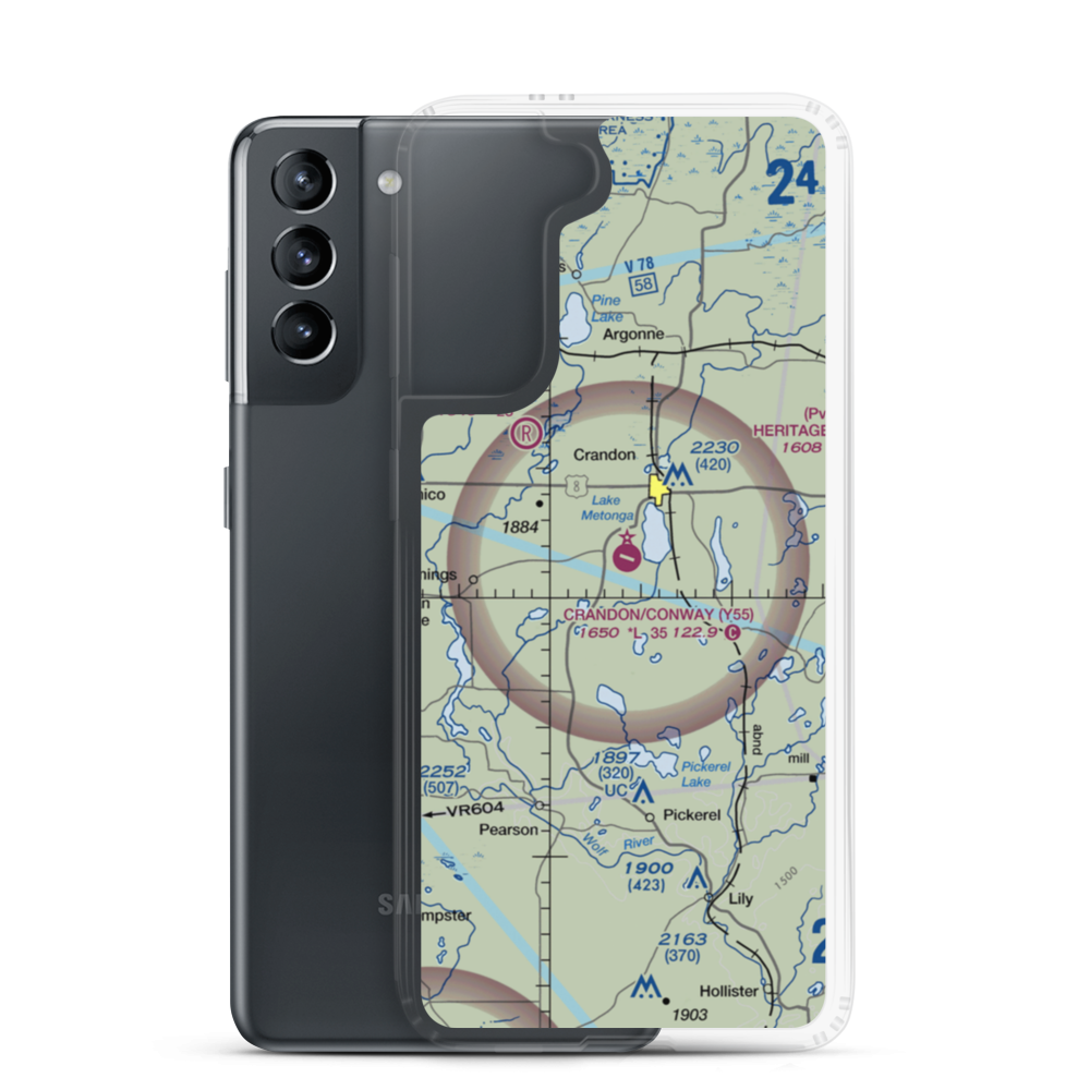 Crandon Municipal Airport (Y55) VFR Sectional Samsung Case Samsung Galaxy S21 model shown