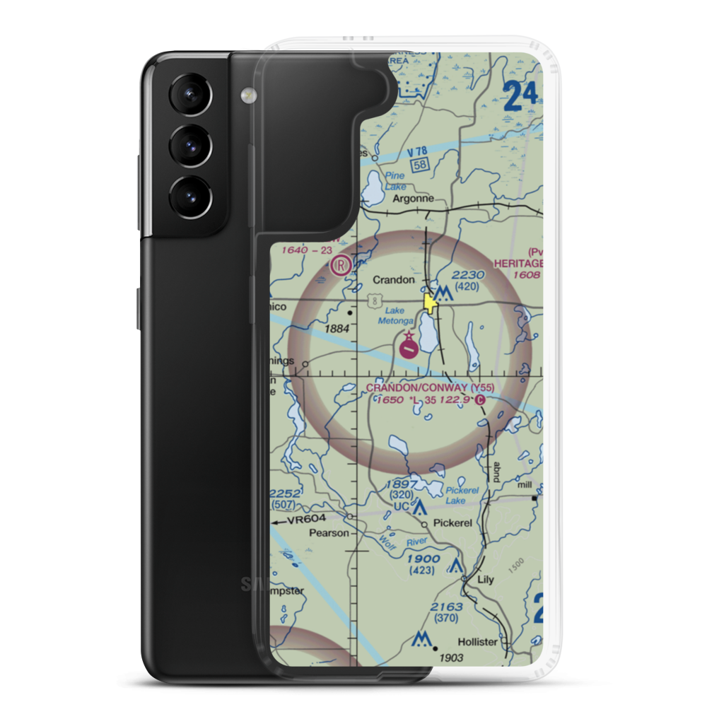 Crandon Municipal Airport (Y55) VFR Sectional Samsung Case Samsung Galaxy S21 Plus model shown