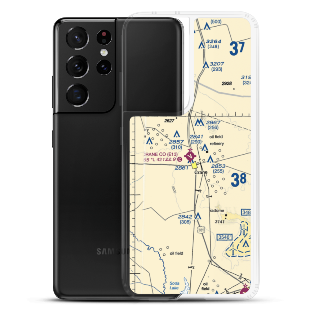 Crane County Airport (E13) VFR Sectional Samsung Case Samsung Galaxy S21 Ultra model shown