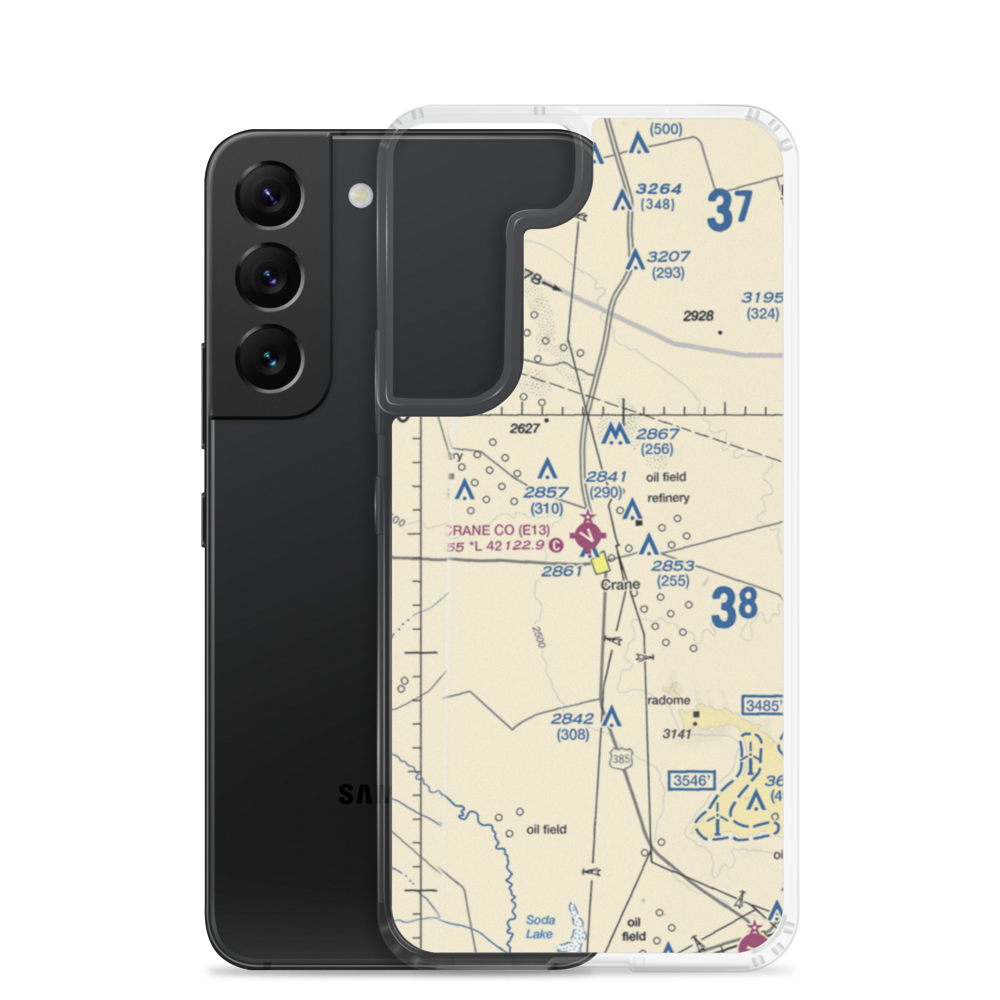 Crane County Airport (E13) VFR Sectional Samsung Case Samsung Galaxy S22 model shown
