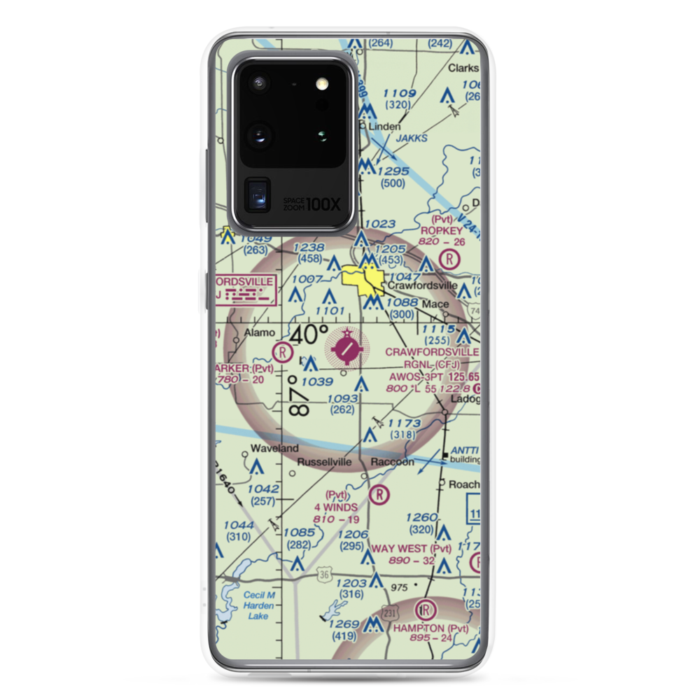 Crawfordsville Regional Airport (CFJ) VFR Sectional Samsung Case Samsung Galaxy S20 Ultra model shown