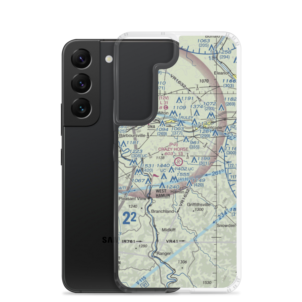 Crazy Horse Airport (12WV) VFR Sectional Samsung Case Samsung Galaxy S22 model shown