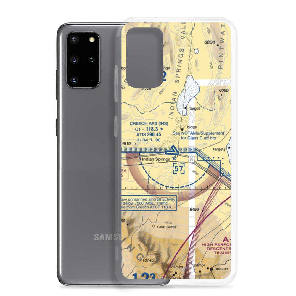 Creech Air Force Base (INS) VFR Sectional Samsung Case Samsung Galaxy S20 Plus model shown