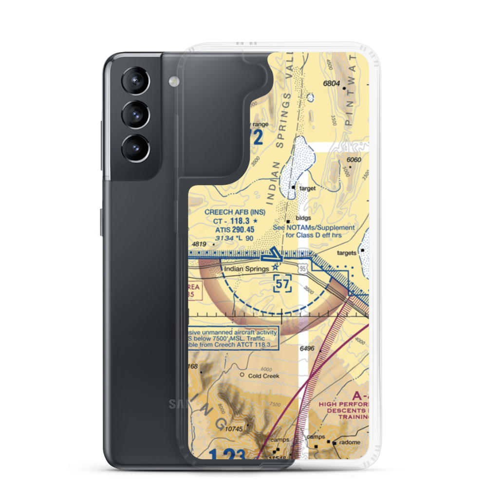 Creech Air Force Base (INS) VFR Sectional Samsung Case Samsung Galaxy S21 model shown