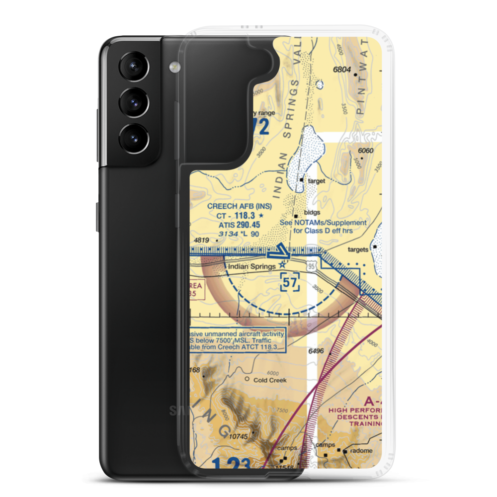 Creech Air Force Base (INS) VFR Sectional Samsung Case Samsung Galaxy S21 Plus model shown