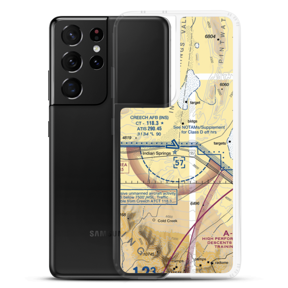 Creech Air Force Base (INS) VFR Sectional Samsung Case Samsung Galaxy S21 Ultra model shown
