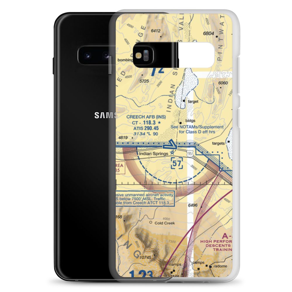 Creech Air Force Base (INS) VFR Sectional Samsung Case Samsung Galaxy S10+ model shown