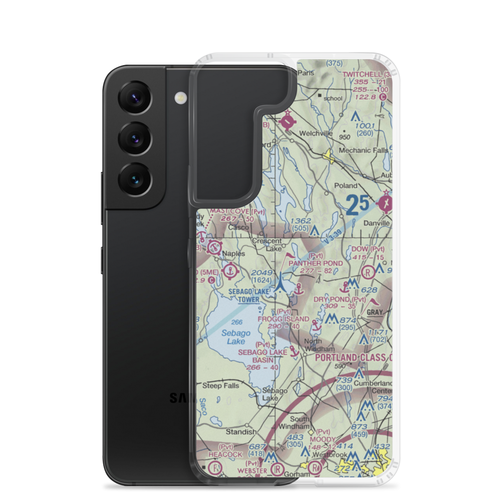 Crescent Lake Seaplane Base (ME01) VFR Sectional Samsung Case Samsung Galaxy S22 model shown