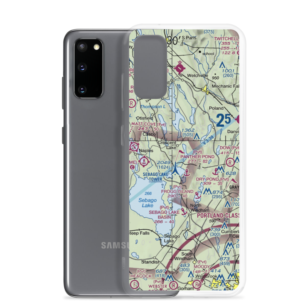 Crescent Lake Seaplane Base (ME01) VFR Sectional Samsung Case Samsung Galaxy S20 model shown