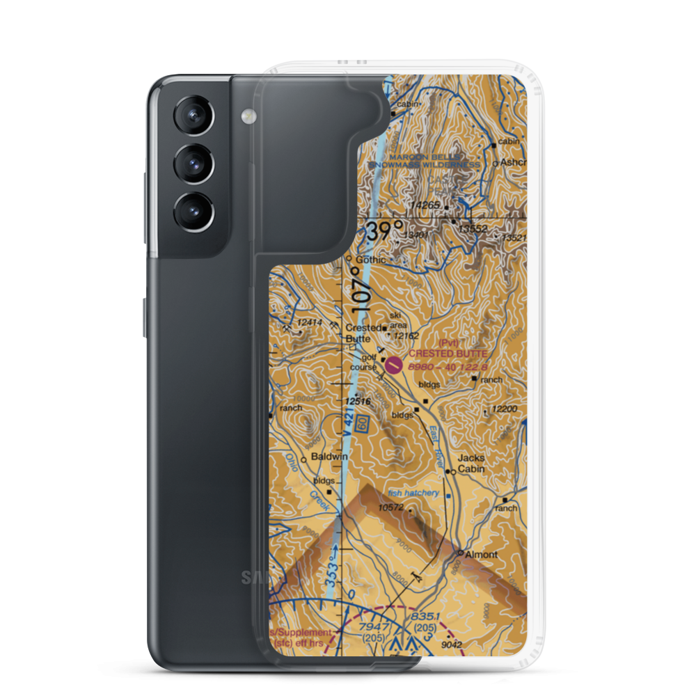 Crested Butte Airpark (0CO2) VFR Sectional Samsung Case Samsung Galaxy S21 model shown