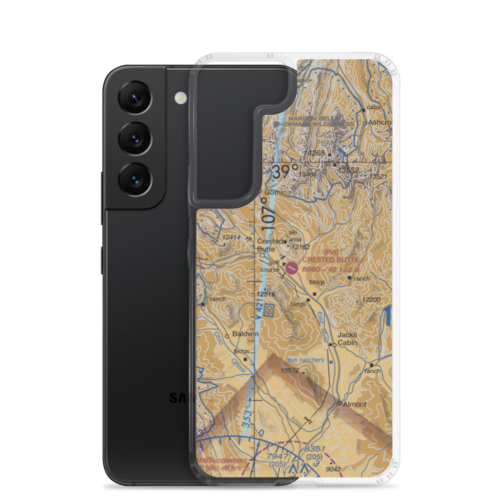 Crested Butte Airpark (0CO2) VFR Sectional Samsung Case Samsung Galaxy S22 model shown