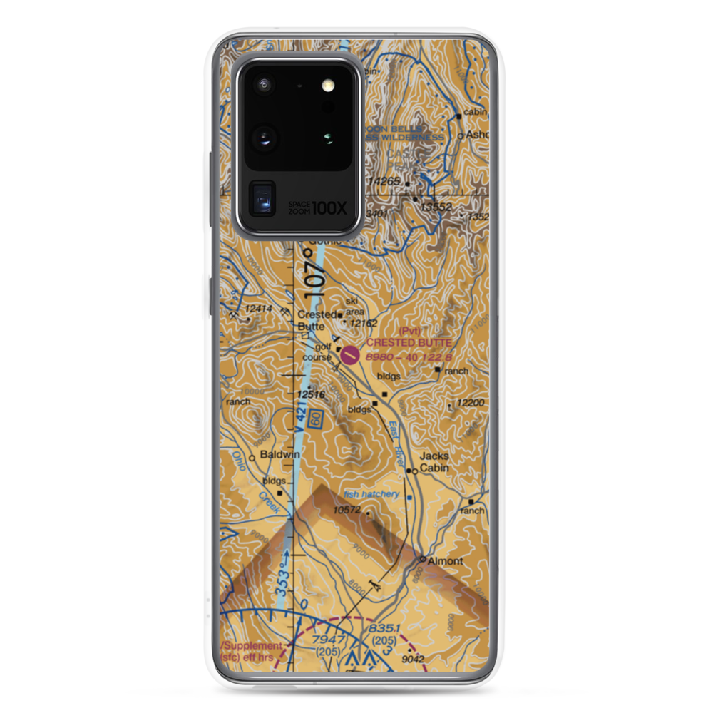 Crested Butte Airpark (CSE) VFR Sectional Samsung Case Samsung Galaxy S20 Ultra model shown
