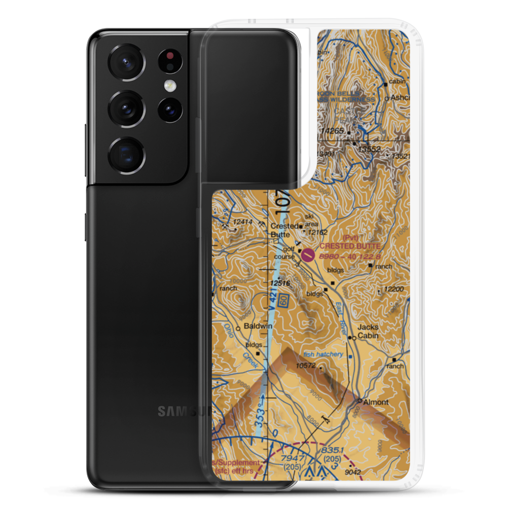 Crested Butte Airpark (CSE) VFR Sectional Samsung Case Samsung Galaxy S21 Ultra model shown