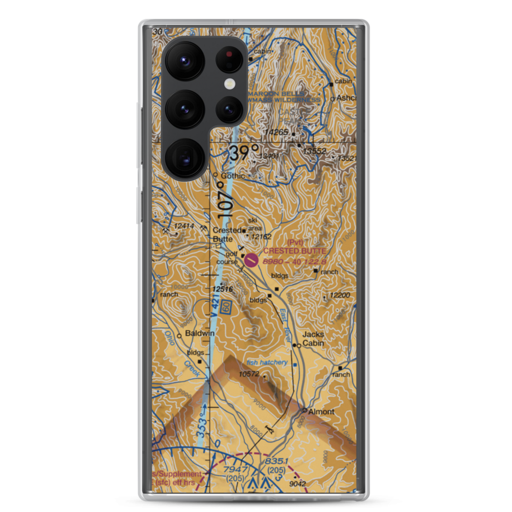 Crested Butte Airpark (CSE) VFR Sectional Samsung Case Samsung Galaxy S22 Ultra model shown