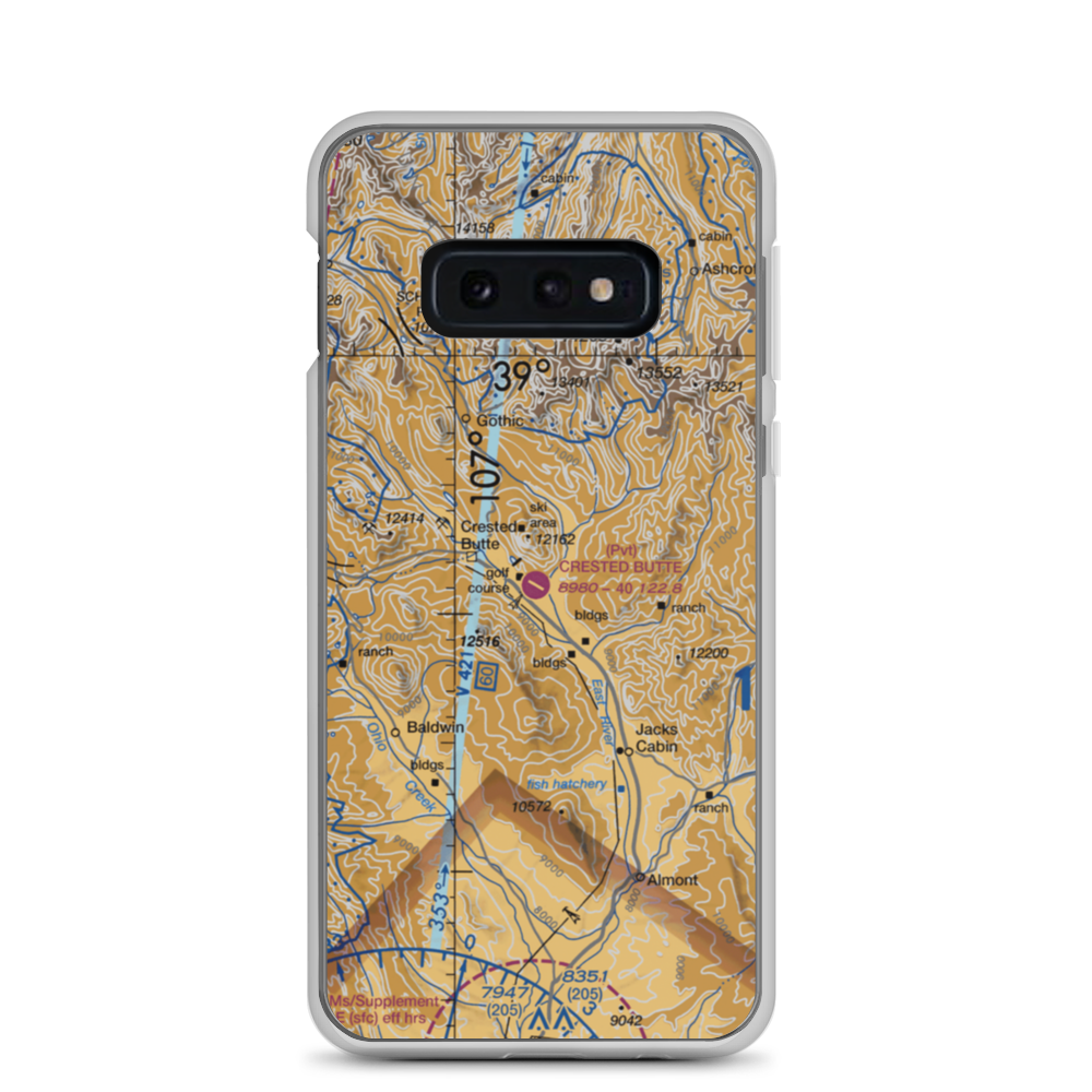 Crested Butte Airpark (CSE) VFR Sectional Samsung Case Samsung Galaxy S10e model shown