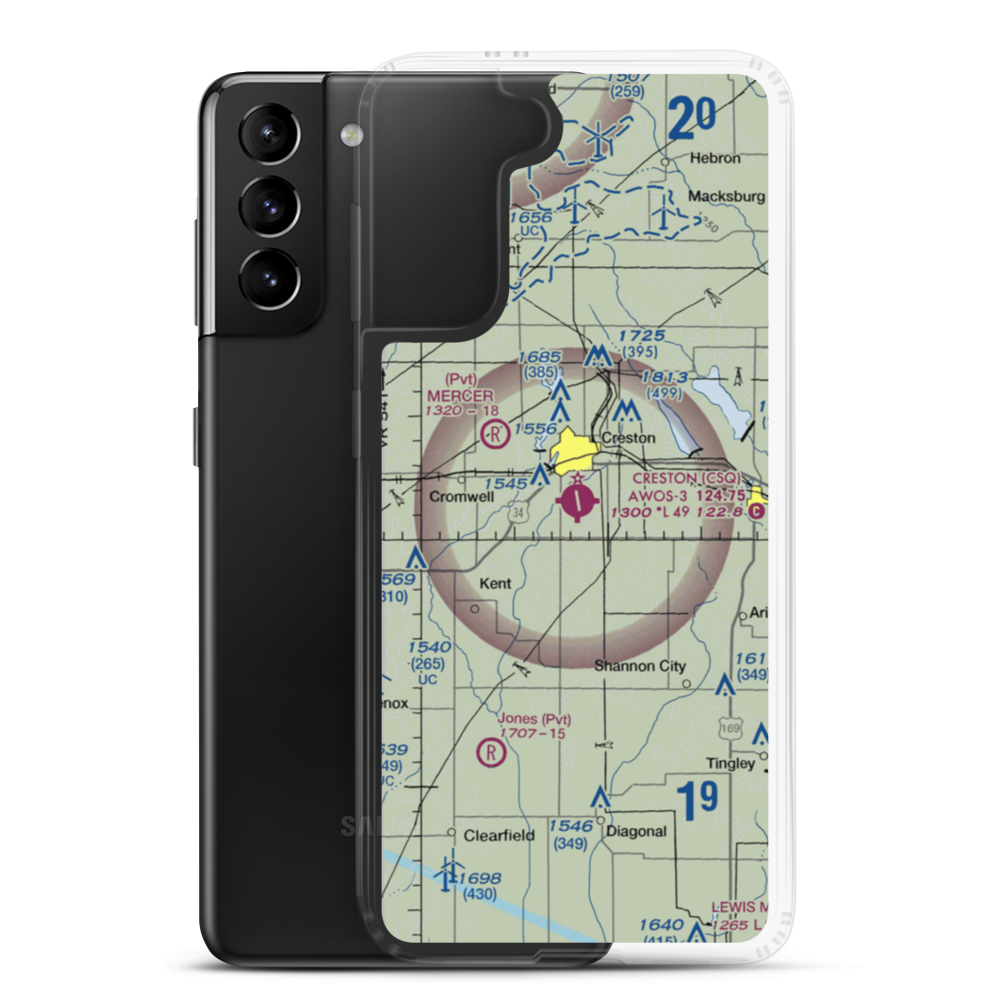 Creston Municipal Airport (CSQ) VFR Sectional Samsung Case Samsung Galaxy S21 Plus model shown