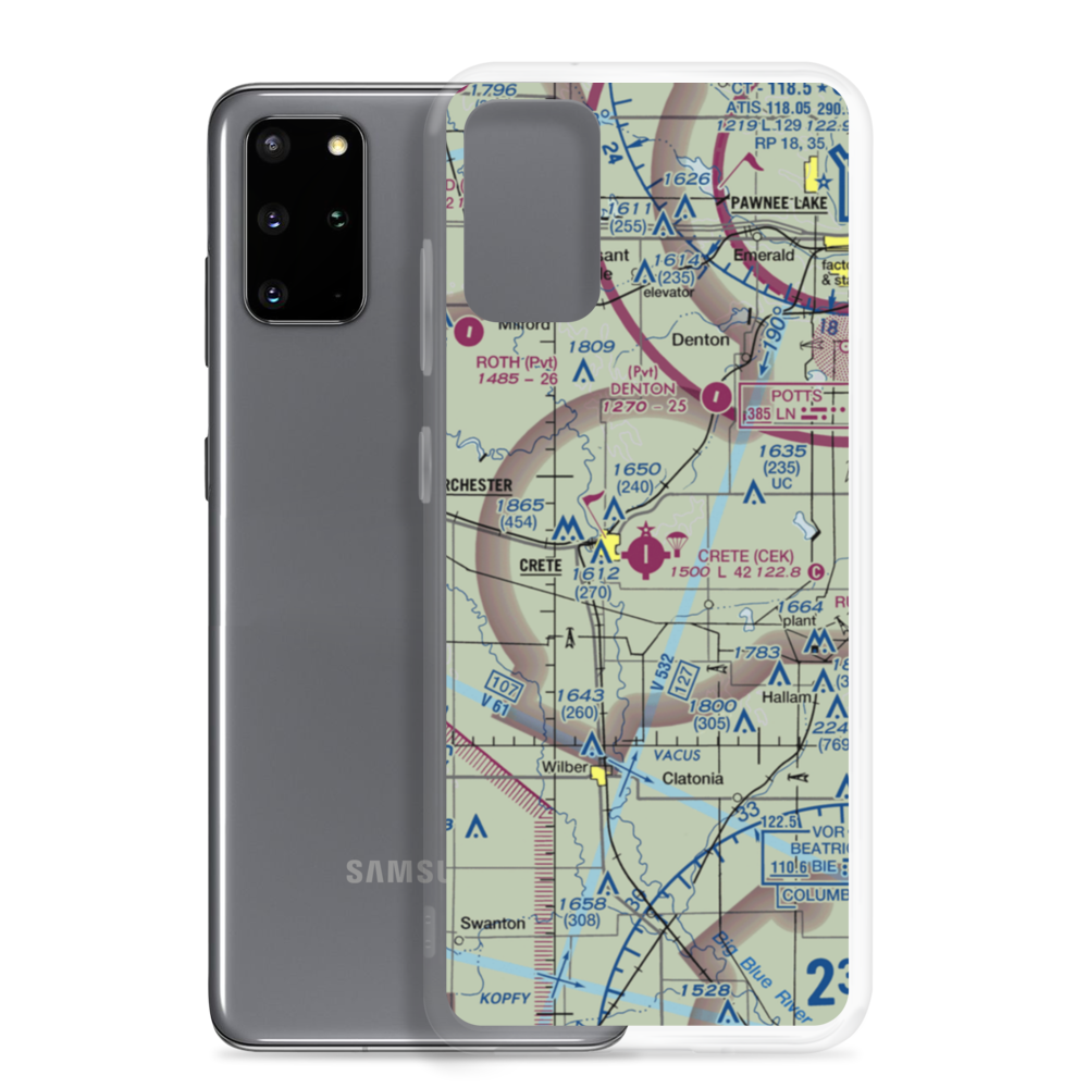 Crete Municipal Airport (CEK) VFR Sectional Samsung Case Samsung Galaxy S20 Plus model shown