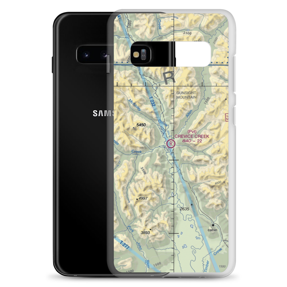 Crevice Creek Airport (1AK1) VFR Sectional Samsung Case Samsung Galaxy S10+ model shown