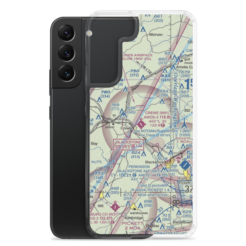 Crewe Municipal Airport (W81) VFR Sectional Samsung Case Samsung Galaxy S22 Plus model shown