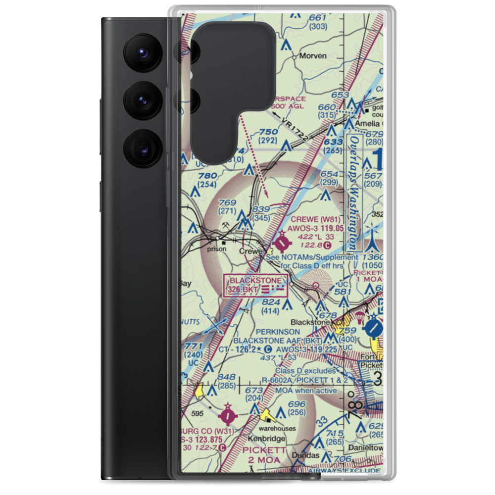 Crewe Municipal Airport (W81) VFR Sectional Samsung Case Samsung Galaxy S22 Ultra model shown