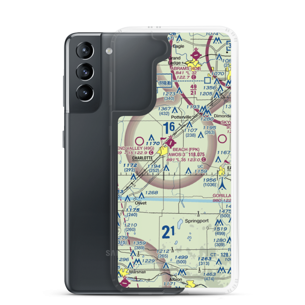 Crippen Field (MI11) VFR Sectional Samsung Case Samsung Galaxy S21 model shown