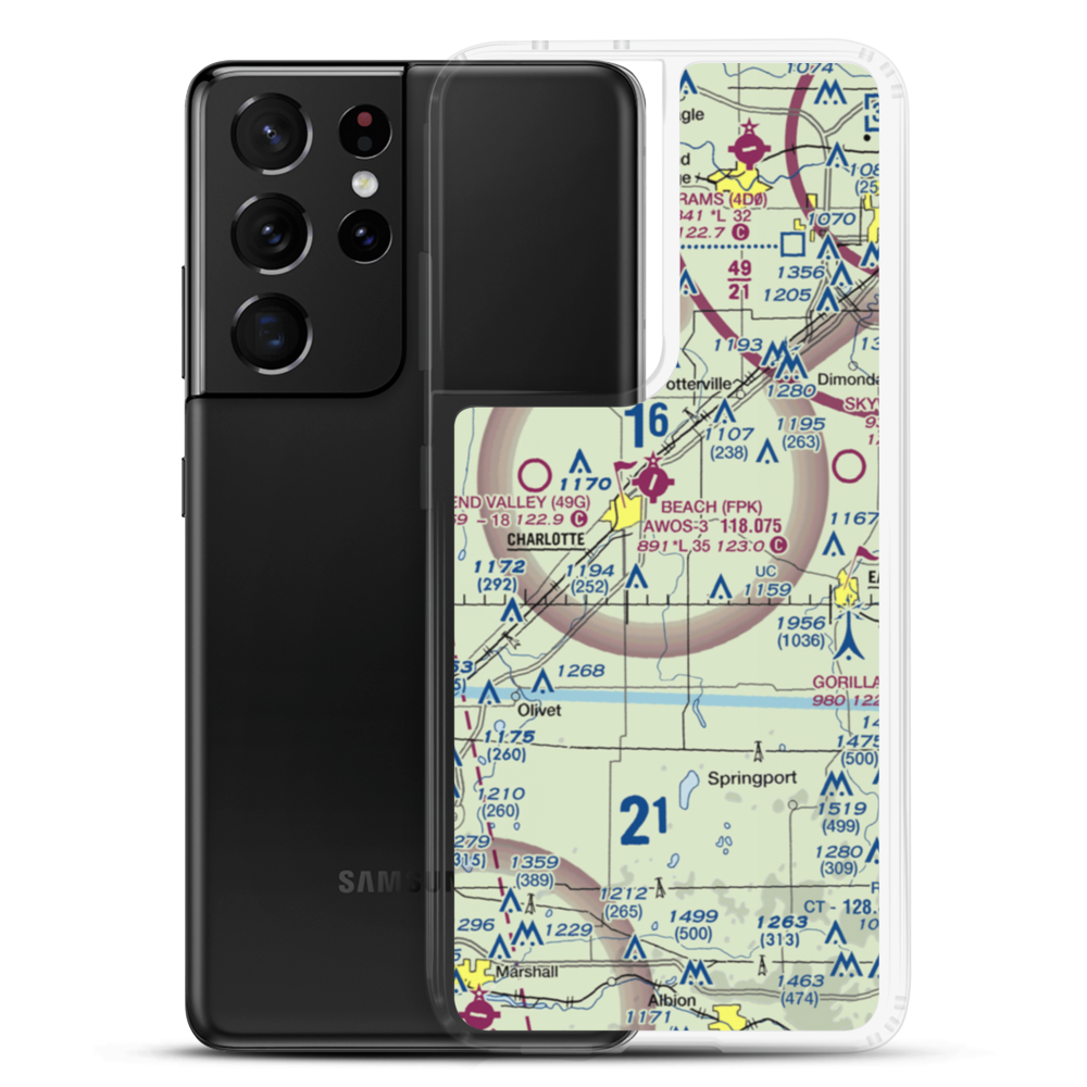 Crippen Field (MI11) VFR Sectional Samsung Case Samsung Galaxy S21 Ultra model shown