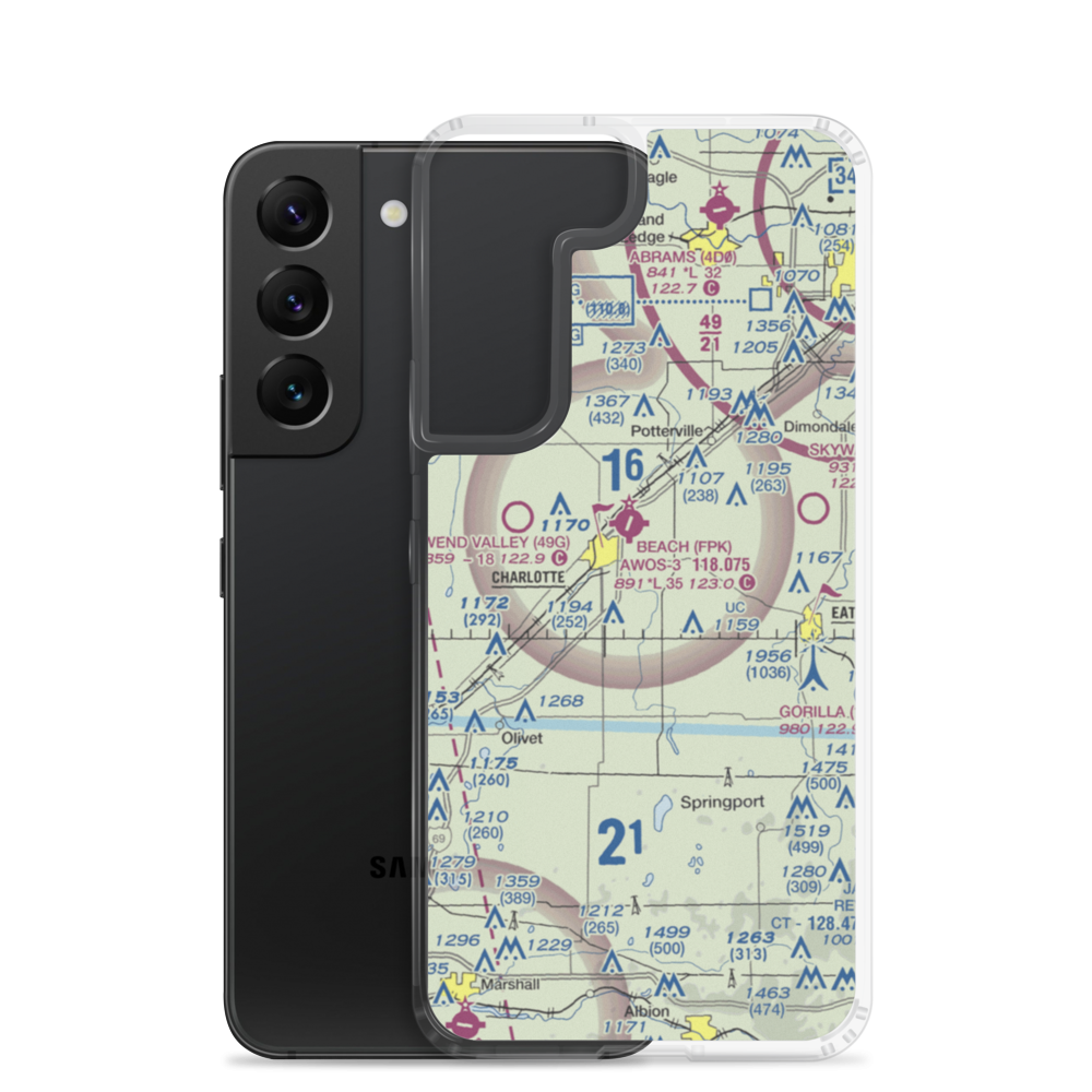 Crippen Field (MI11) VFR Sectional Samsung Case Samsung Galaxy S22 model shown