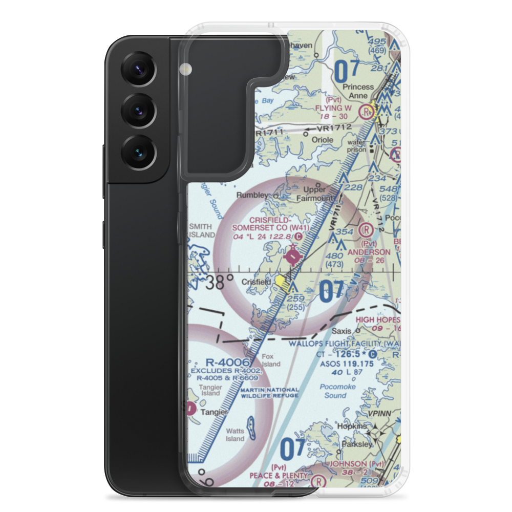 Crisfield Municipal Airport (W41) VFR Sectional Samsung Case Samsung Galaxy S22 Plus model shown