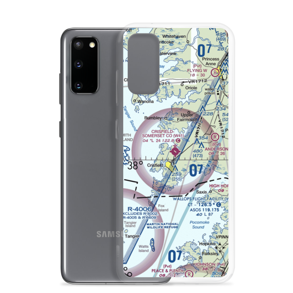 Crisfield Municipal Airport (W41) VFR Sectional Samsung Case Samsung Galaxy S20 model shown