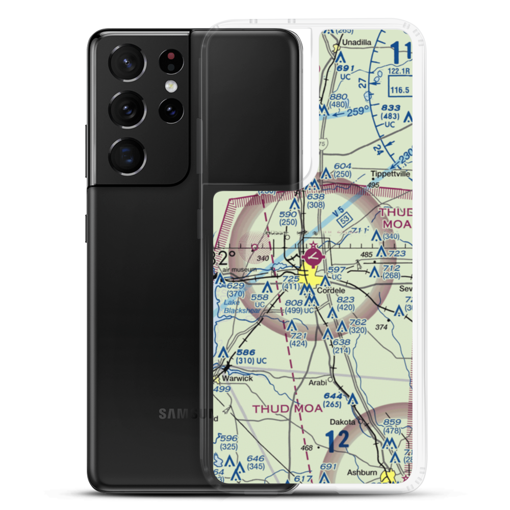 Crisp County Cordele Airport (CKF) VFR Sectional Samsung Case Samsung Galaxy S21 Ultra model shown