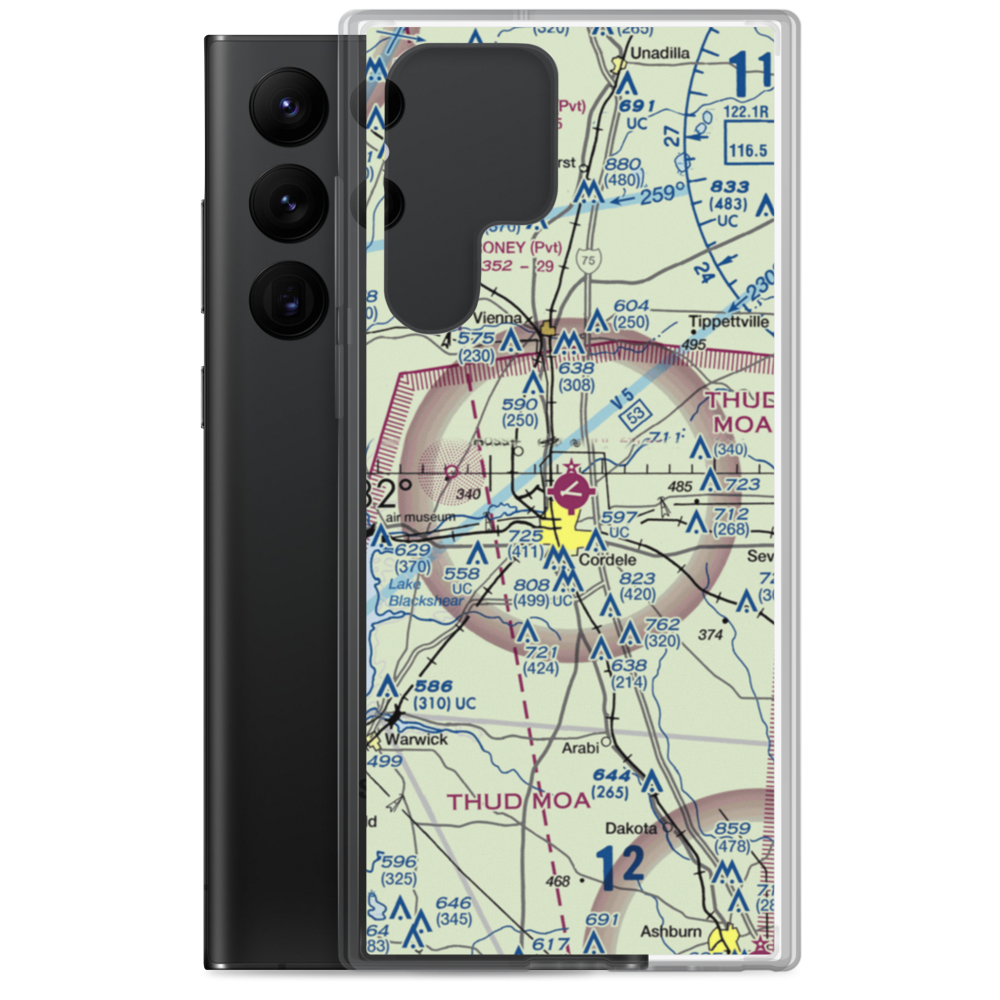 Crisp County Cordele Airport (CKF) VFR Sectional Samsung Case Samsung Galaxy S22 Ultra model shown