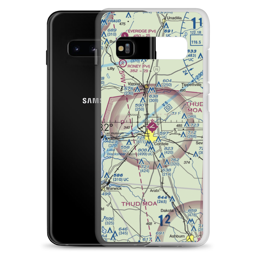 Crisp County Cordele Airport (CKF) VFR Sectional Samsung Case Samsung Galaxy S10+ model shown
